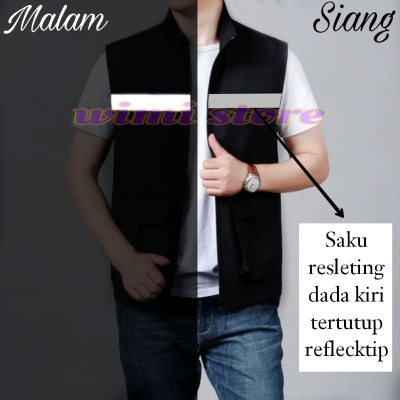 Rompi Replektip / Rompi Kantog / Rompi Reflective Strip putih pemantul cahaya / Rompi Motor / Rompi 