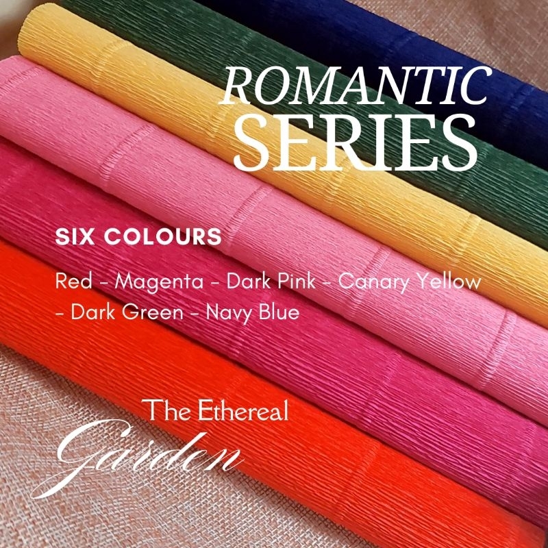 

Italian Crepe Paper made in Italy 180 gsm Crepe paper Romantic Series 6 Colours Quality similar to Cartotecnica Rossi Christmas Crepe Paper