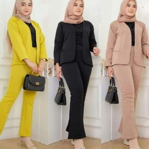 KODE R72H ONE SET BLAZER NABILA CELANA CUTBRAY BAHAN SCUBA PREMIUM SETELAN BLAZER CUTBRAY  EHZY STOR