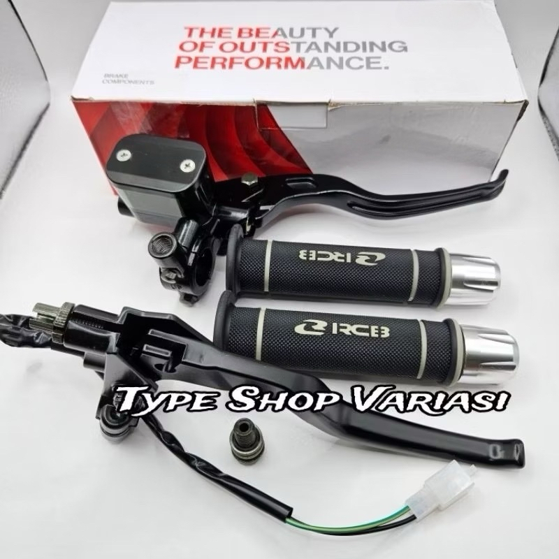 Paket 3in1 Master Rem Tabung Tipe Kotak + Handgrip RCB HG55 Original + Jalu Stang CNC PNP Universal
