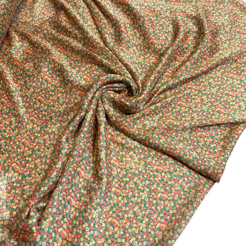 Kain Sifon motif bunga kecil - kain ceruty motif bunga - kain chiffon Korea - kain bahan motif - kai