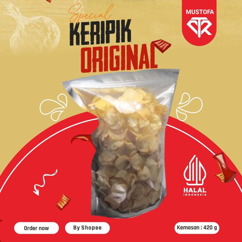 

KERIPIK ORIGINAL 400 GRAM,GARING KRIUK KRIUK TAMPA BAHAN PENGAWET MAKANAN