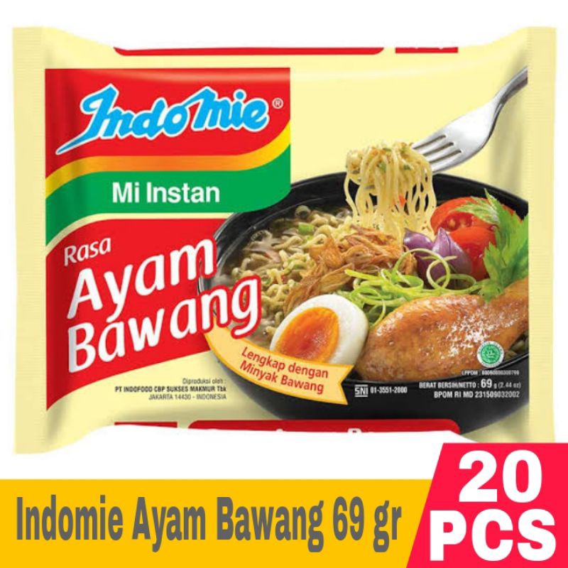 

Indomie Ayam Bawang 69 gr isi 20 Pcs