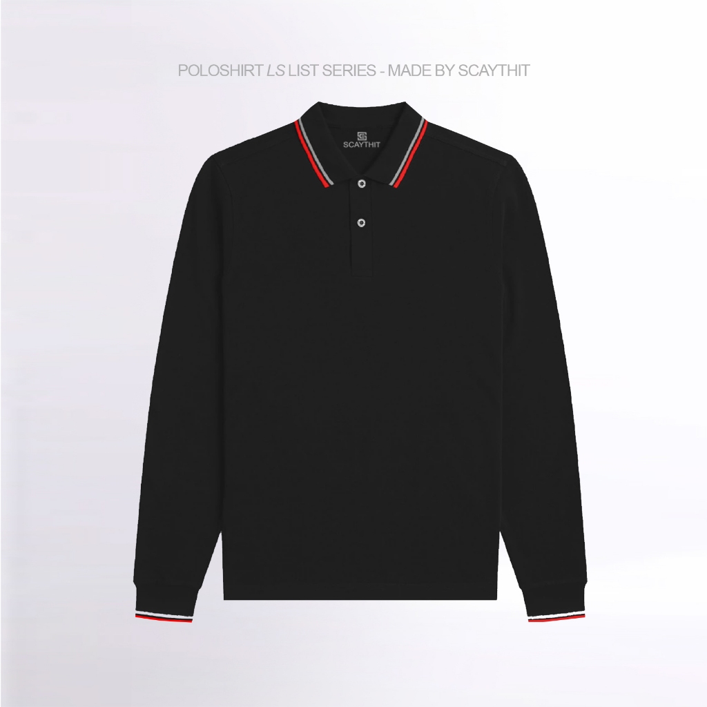 Polo Shirt Unisex Lengan Panjang Kerah Polos Bahan Lacoste Nyaman Pria Wanita