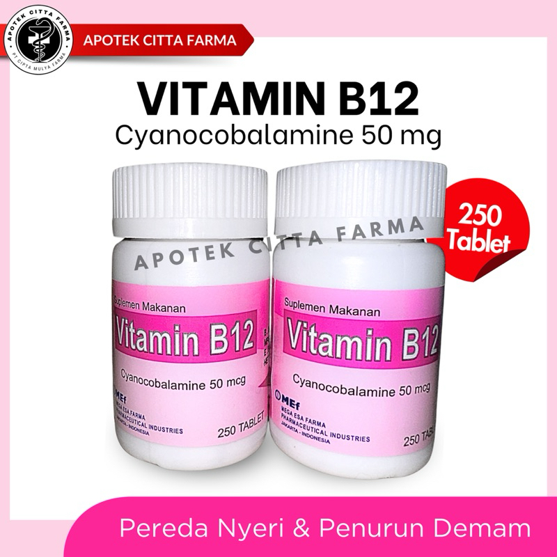 Vitamin B12 MEF 50 mcg Per 1 Botol @ 250 Tablet - Suplemen Vitamin B12