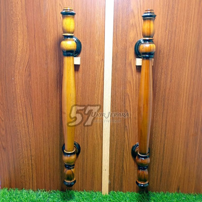 Hendel Handle Gagang Tarikan Untuk Pintu Rumah Panjang Model Bundar Bahan Kayu Jati Murah (M 29)