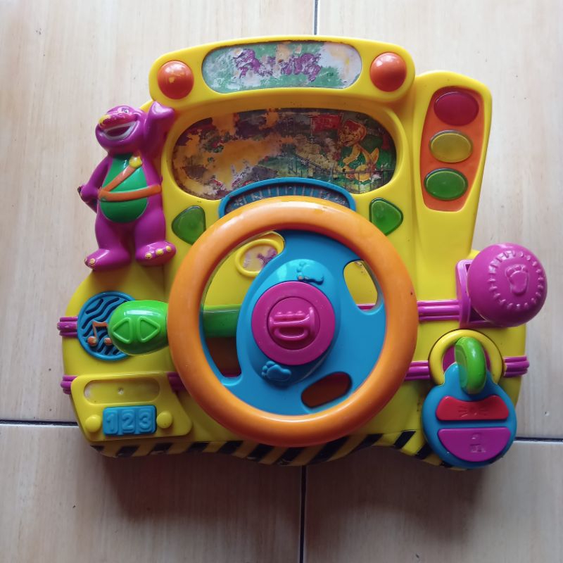 setiran barney/barney steering wheel original mattel 2002