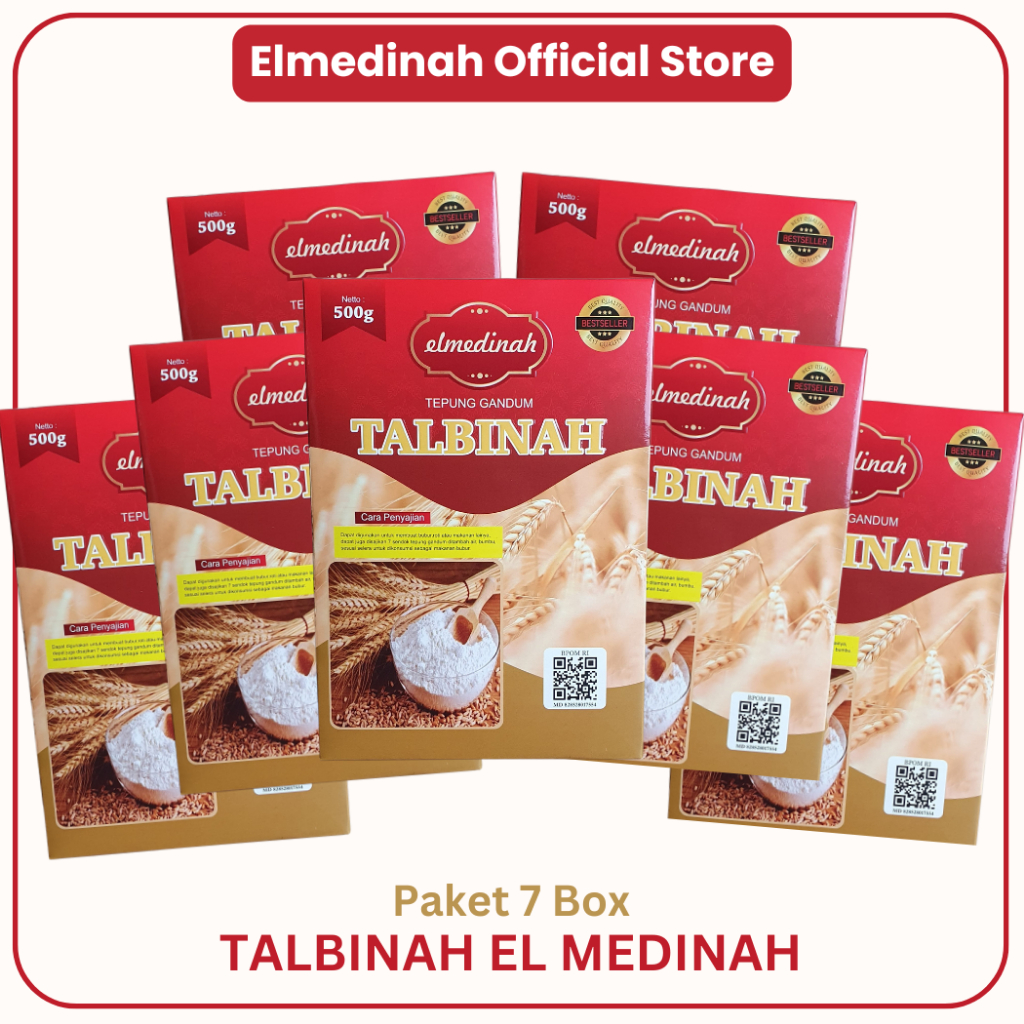 

EL Medinah - Isi 7 Box Talbinah El Medinah Resep Thibb Nabawy 500 gram | Tepung Gandum 100% Asli