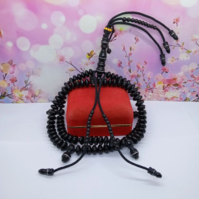 tasbih tijani yuser black original full benang rajut A392