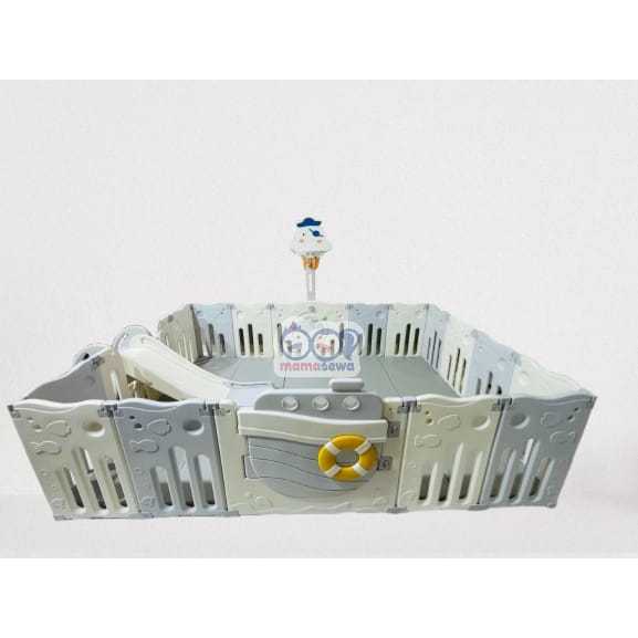 Lumba Ocean Fence 10+3 Panjang With Slide And Playmat Full Grey