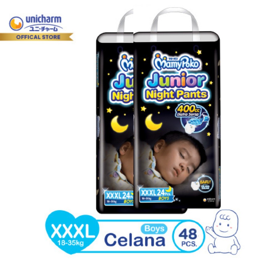 MamyPoko Junior Night Pants - XXXL 24 - Boys - Popok Celana - 2 Pack