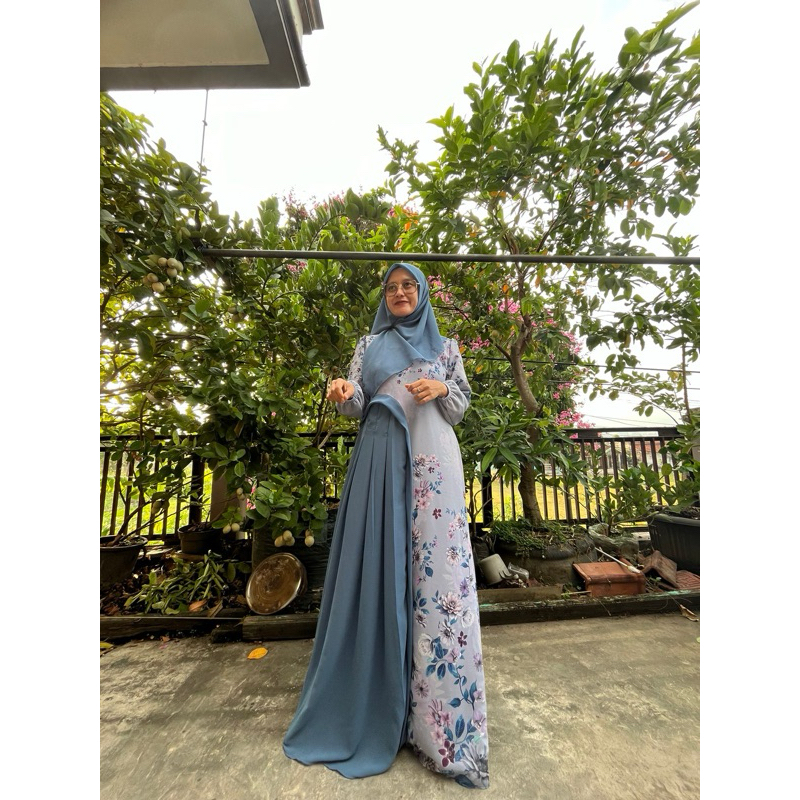 OUTFITBYMETA Gamis Ataya ceruty babydoll digital printing Free Hijab