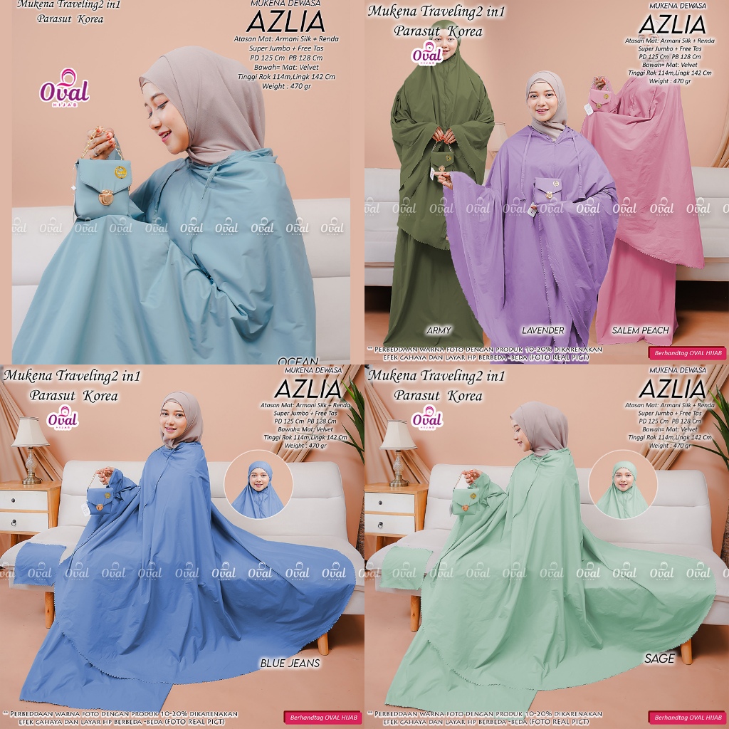 MUKENA TRAVELING PARASUT 2 IN 1 PARASUT KOREA AZLIA BY OVAL HIJAB