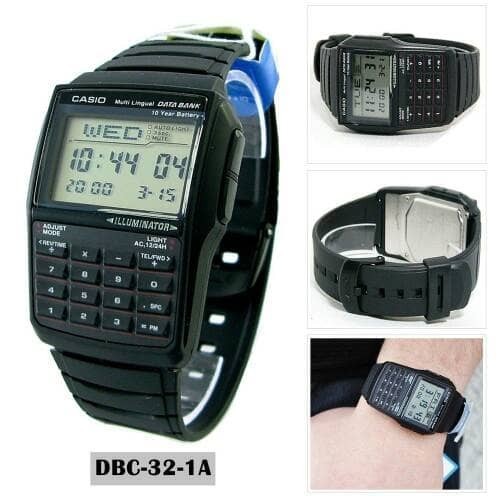 Jam Tangan Pria Digital Kalkulator CASIO DATABANK DBC-32-1A / DBC32 ORIGINAL & BERGARANSI