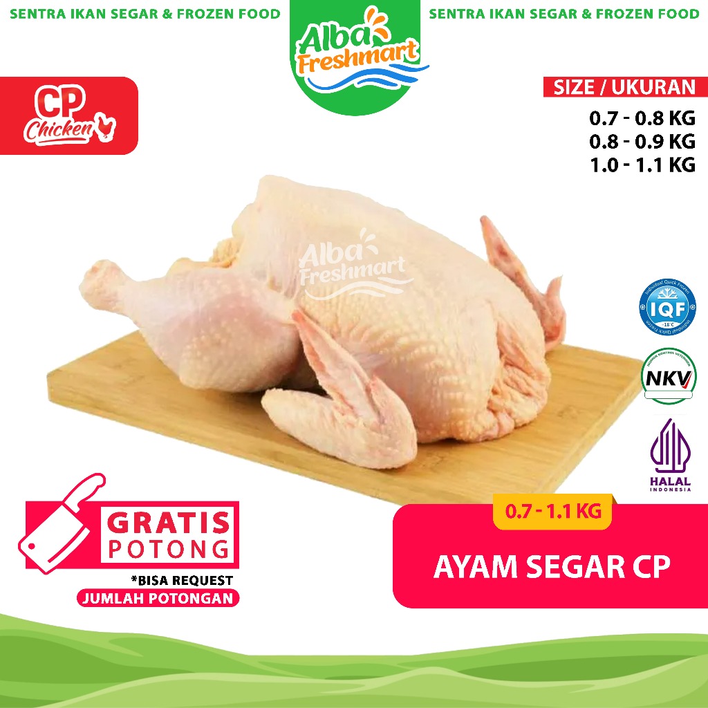 

(GRATIS POTONG) Ayam Segar / Ayam Potong / Ayam Karkas 0,7-1,1 kg/ekor