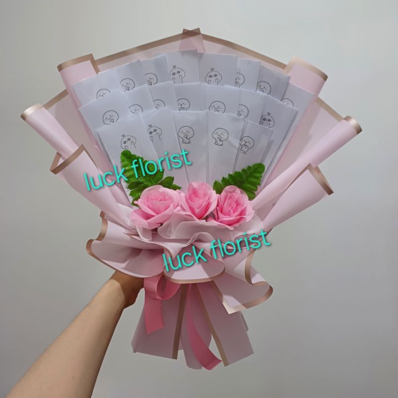 Buket uang kosongan 20 slot,buket uang bunga palsu