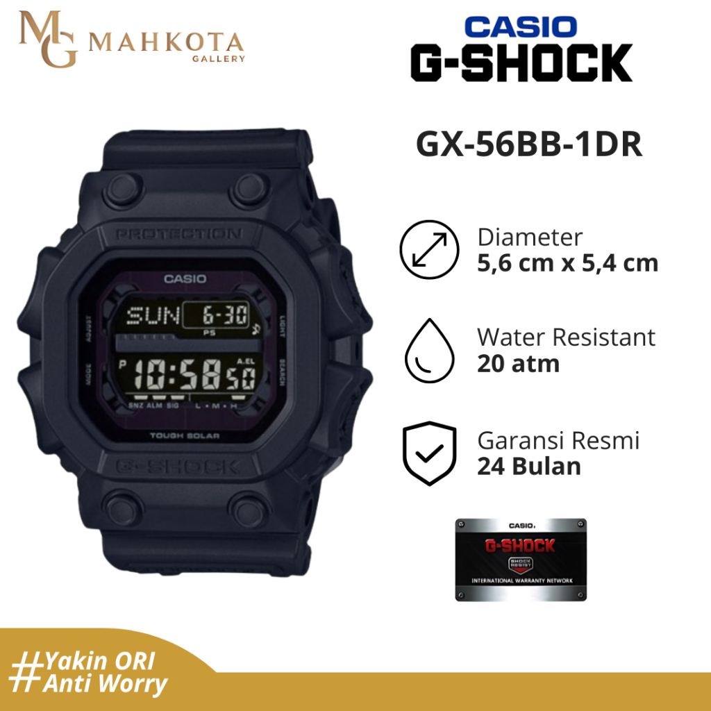 Jam Tangan Pria Casio G-SHOCK GX-56BB-1DR Digital Strap Karet Ori & Bergaransi Jam Tangan Palembang