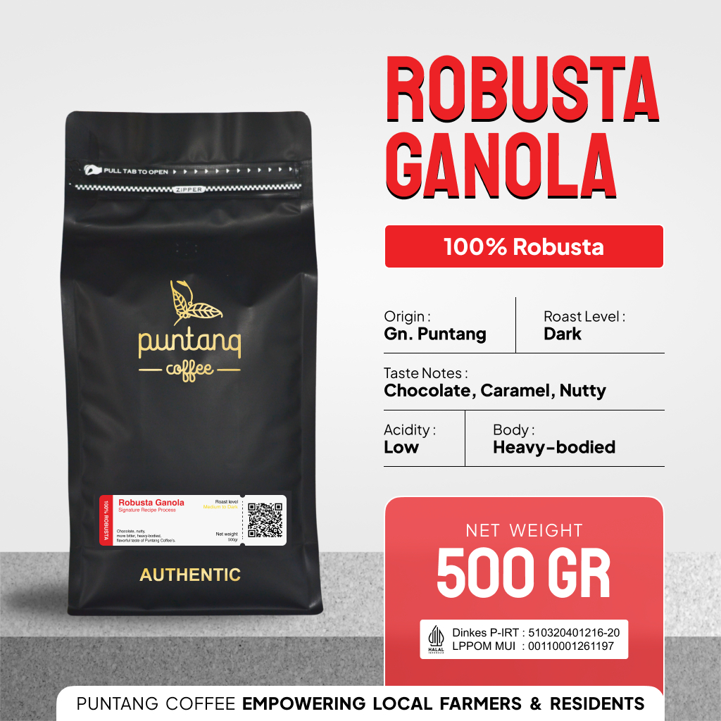 

Bubuk Kopi Hitam Vietnam Drip Robusta Ganola Puntang Coffee Original 500 gram