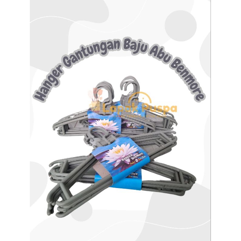 6 pcs hanger gantungan baju besar tebal warna abu semi kehijauan plastik