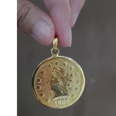 Liontin koin lapis emas 24k