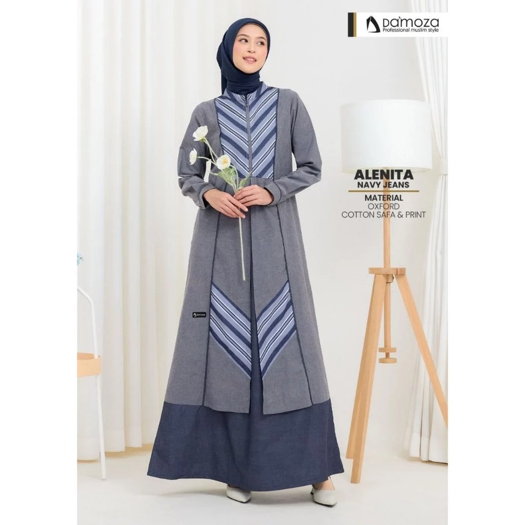 GAMIS ALENITA DAMOZA NAVY JEANS / GAMIS DAMOZA TERBARU / GAMIS DEWASA