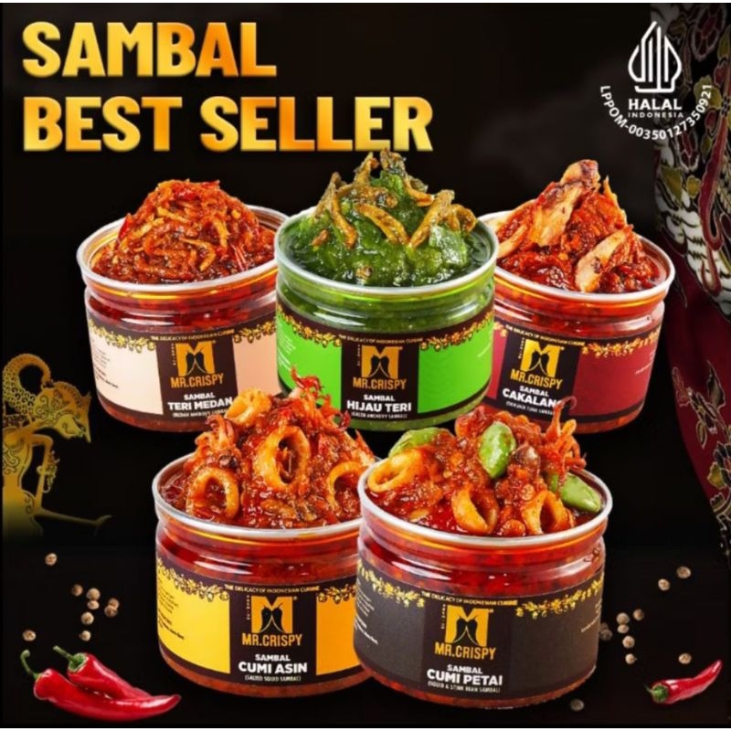 

Sambal Best Seller/Sambal Cumi Asin/Pete/Bajak Ebi/Cumi Pete/Teri Meda