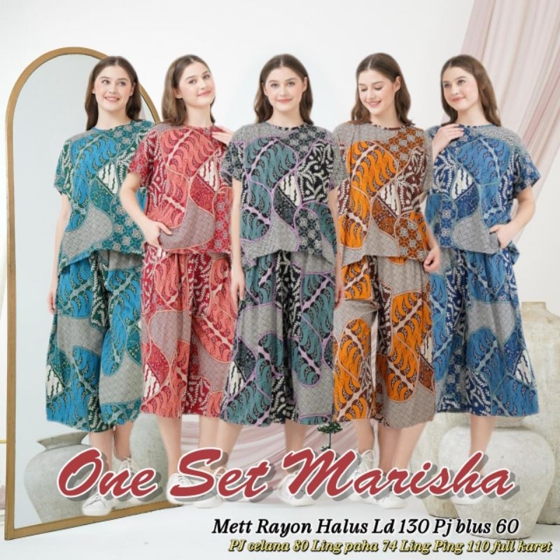 Oneset Marisha//Setcel Marisha by Jessa//Daster Batik Premium//Daster Jessa//Daster Rayon//Daster Ba