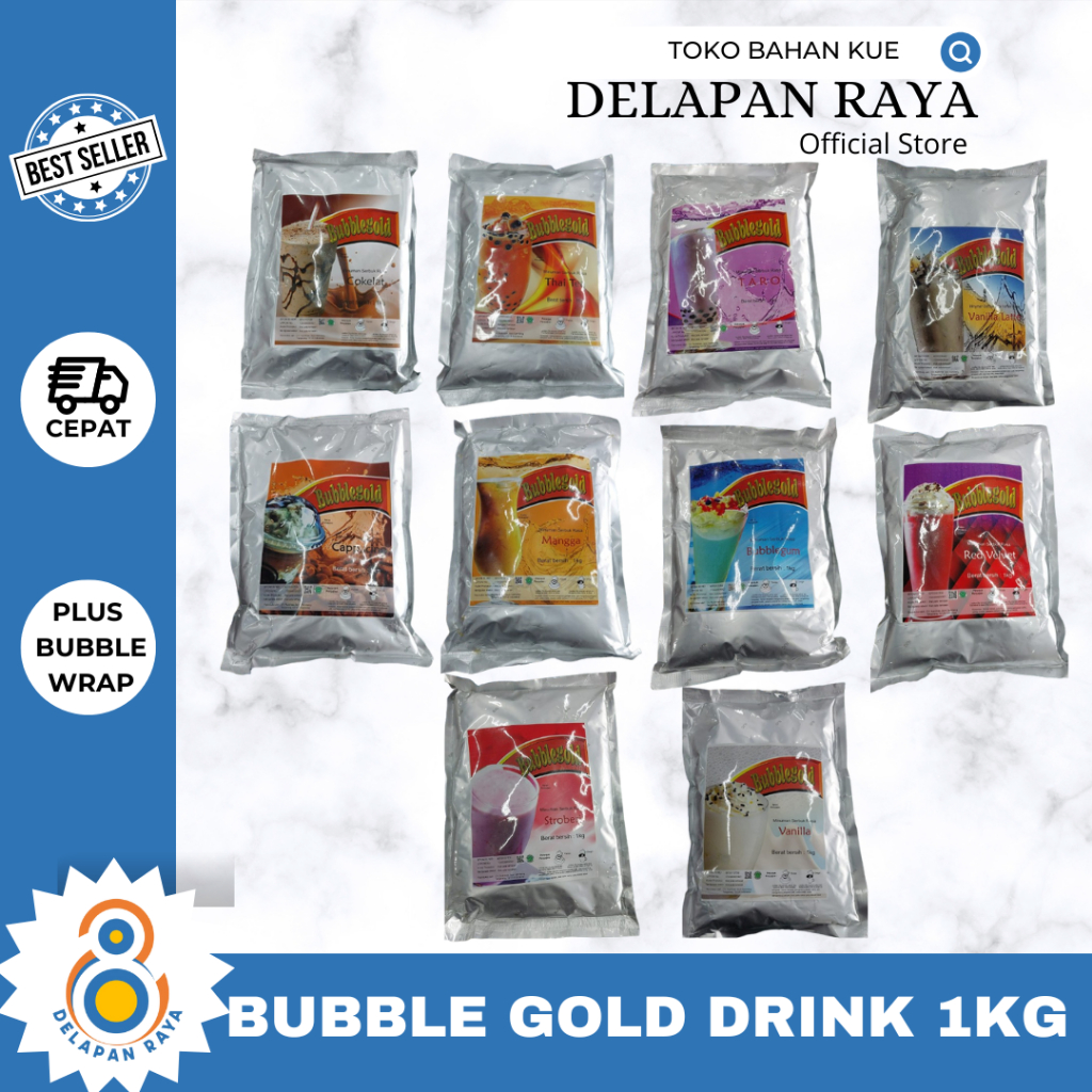 

BUBBLE GOLD DRINK 1KG / BUBUK MINUMAN BOBA DRINK BERAGAM RASA -8Raja