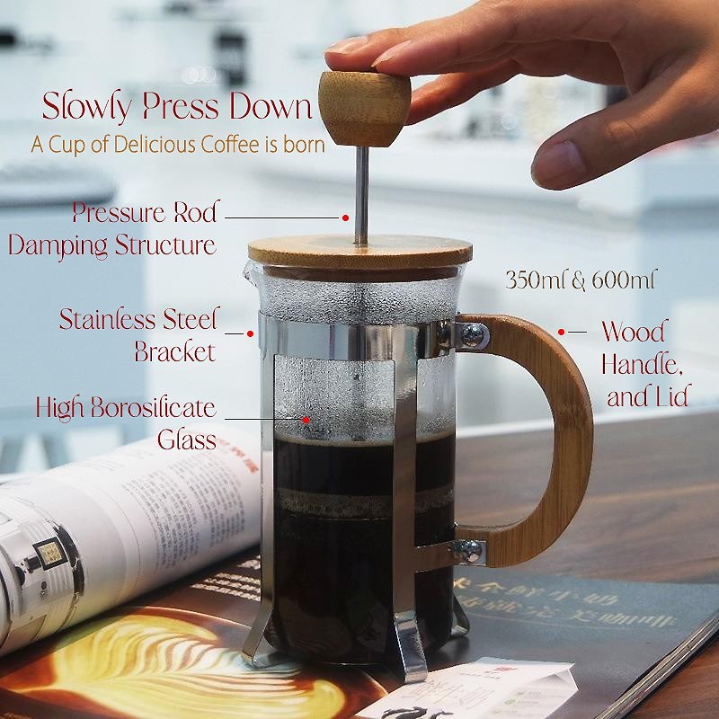 Teko Kaca Seduh Kopi French Press Coffe Maker Teko Seduh Kopi Teh Teko Set Kaca Pembuat Kopi Arezo