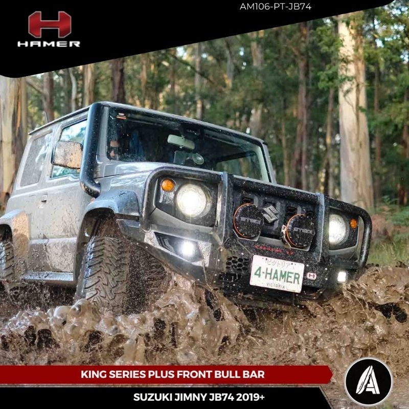 HAMER4x4 AUSTRALIA KING PLUS SERIES FRONT BULL BAR JIMNY JB74 2019- — AM106-PT-JB74