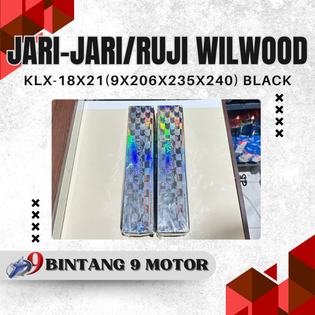 JARI-JARI RUJI WILWOOD KLX 18X21(9x206x235x240) 36H BLACK-BINTANG SEMBILAN MOTOR
