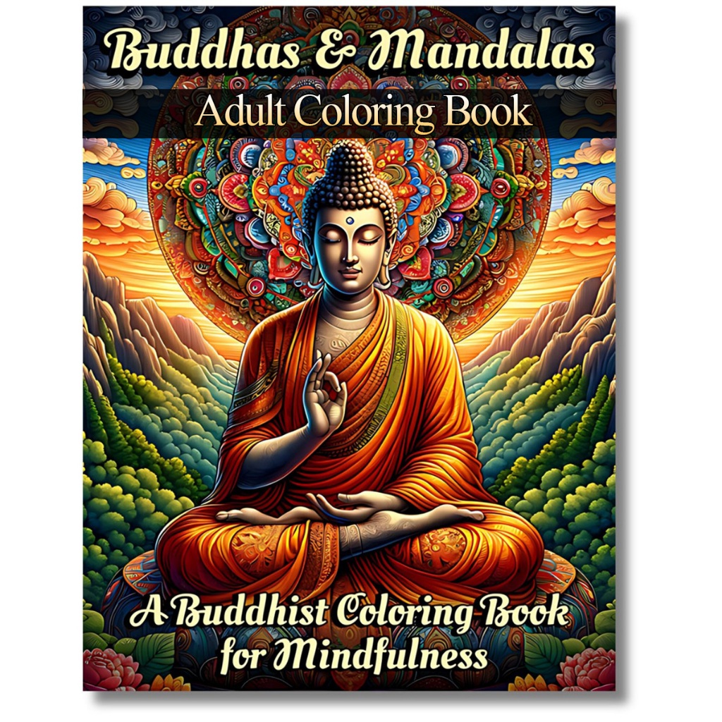 

40 Pages Buku Mewarnai Dewasa - Printable Adult Coloring Book - Digital Download - Buddhas Mandalas