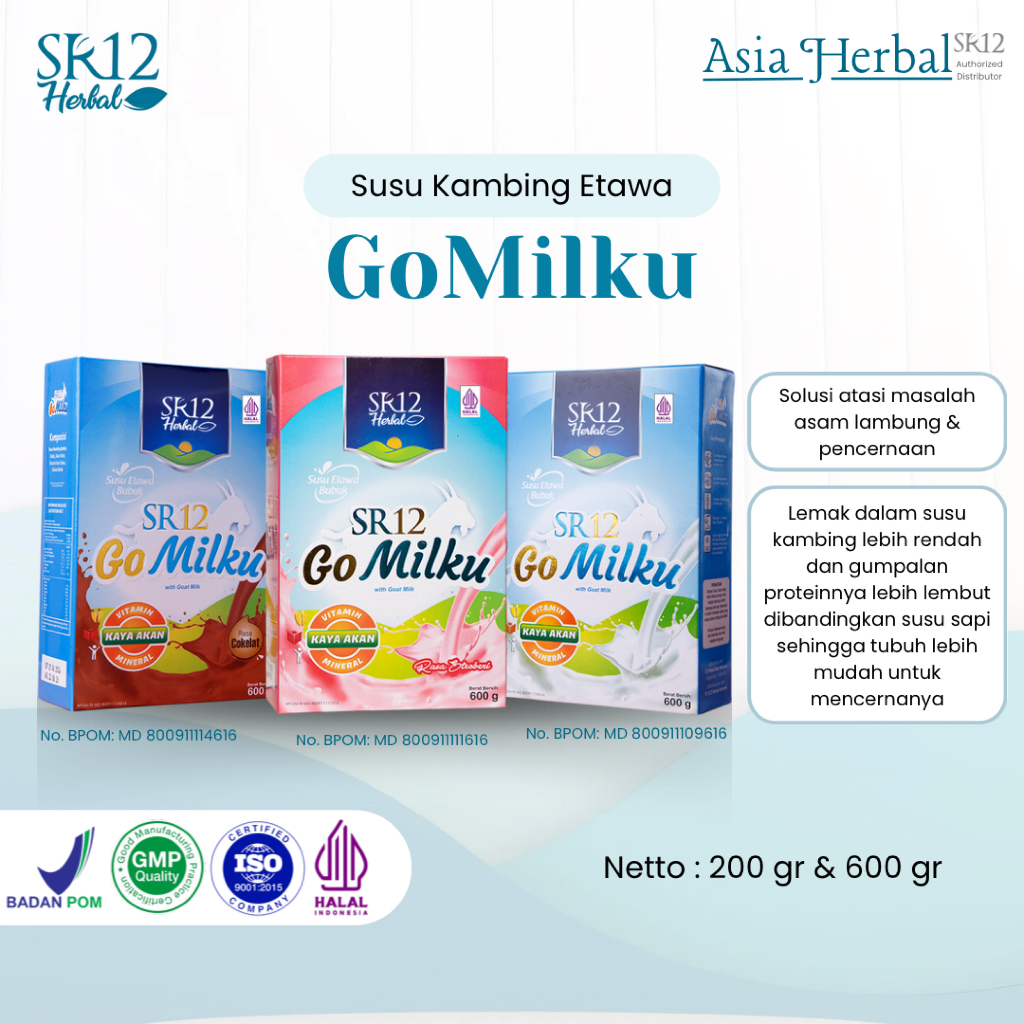 

GOMILKU SR12 Susu Kambing Etawa | Susu Kesehatan Lambung | Solusi Atasi Asam Lambung, Maag, dan Gerd