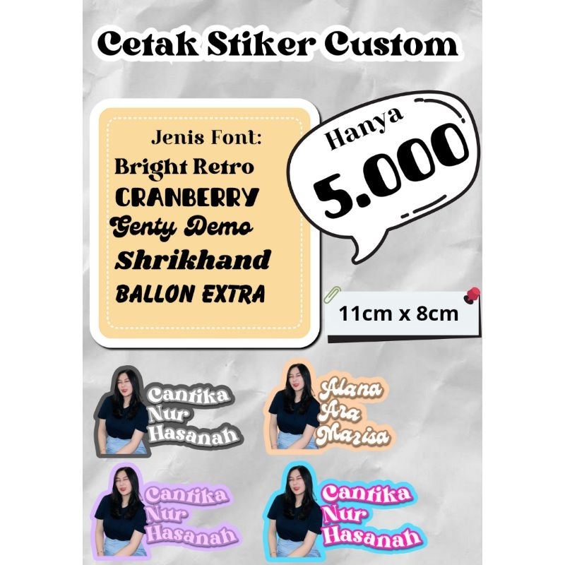 

Stiker Foto dan Nama custom