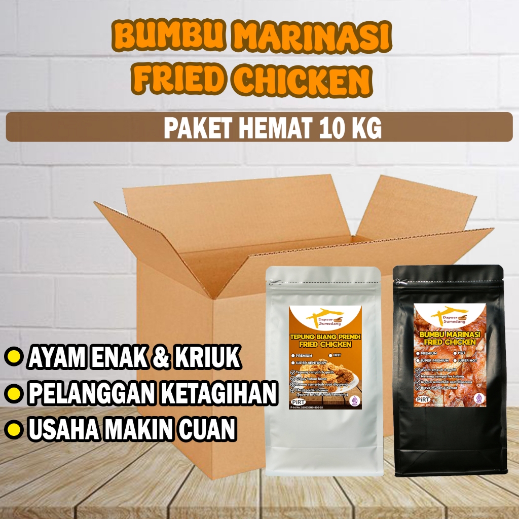 

Paket Hemat Bumbu Marinasi Fried Chicken 10Kg / Tepung Biang Ayam Kentucky by DAPOER SUMEDANG