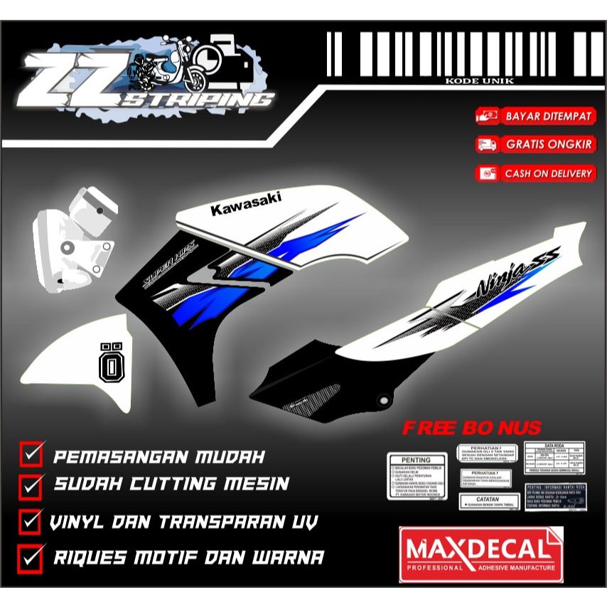 Stiker striping motor ninja SS transparan custom