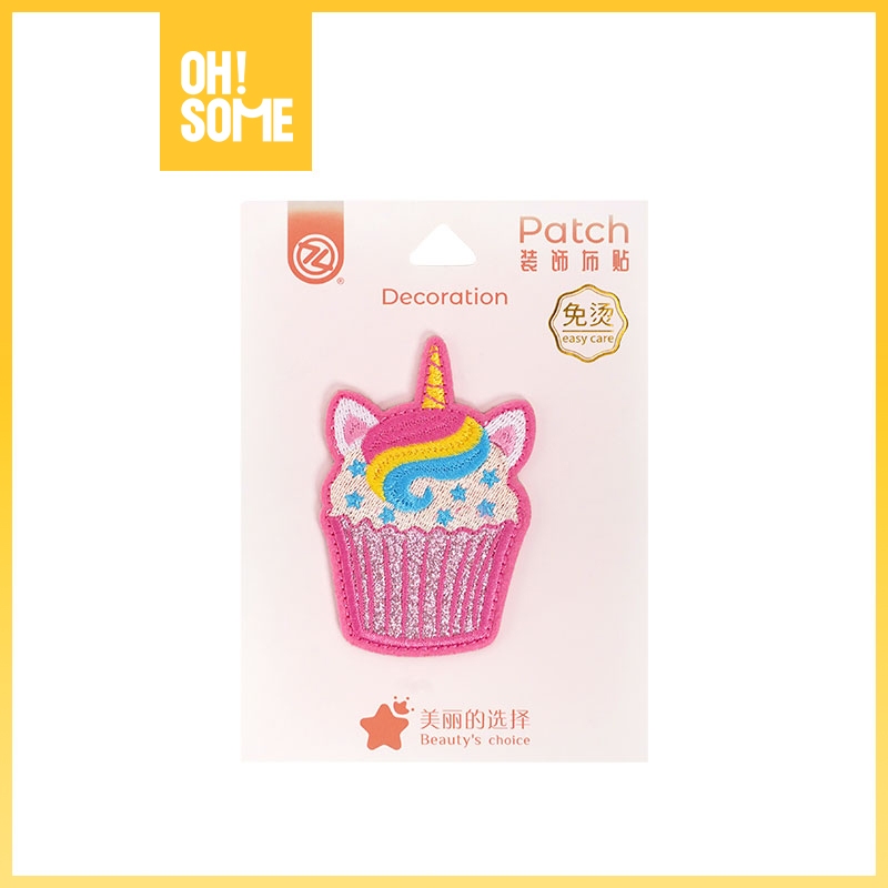 OHSOME Dylee&Lylee ZG Cake Pattern Fabric Patch  Rainbow and Heart  Yellow Smiling Face Pattern