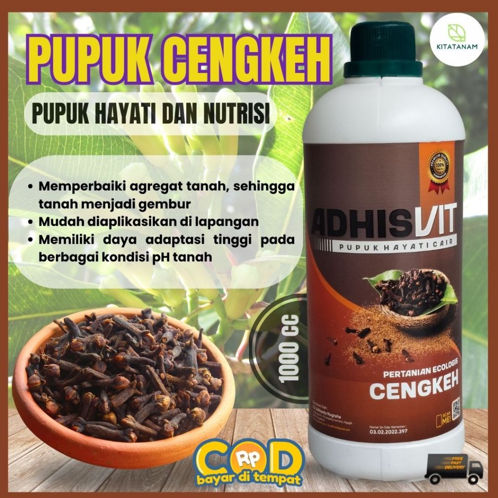 AdhisVit Cengkeh pupuk hayati cair 100% alami original 1000 cc - AdhisVit Khusus Cengkeh