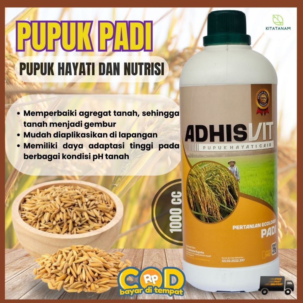 AdhisVit Padi pupuk hayati cair 100% alami original 1000 cc - AdhisVit Khusus Padi