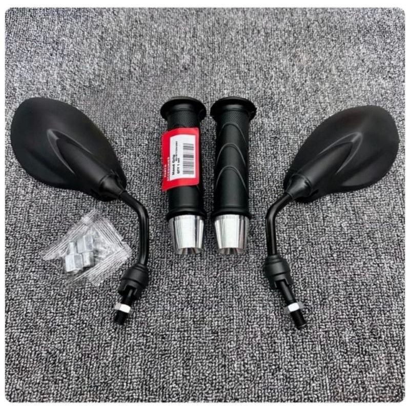 paketan 3 in 1 spion xi 125z + handgrip honda set bandul jalu stir sepasang pnp beat, vario, mio, su