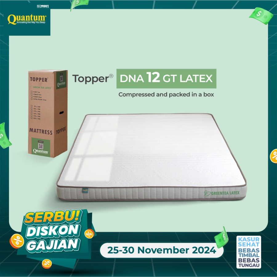 Kasur Quantum Topper Greentea Latex DNA 8 CM /12 CM Topper Kasur Latex Green Tea Latex