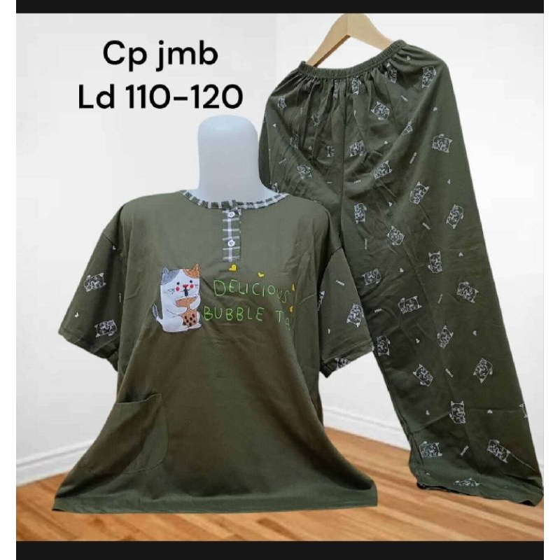 setelan baju tidur kaos CP jumbo baby doll celana panjang