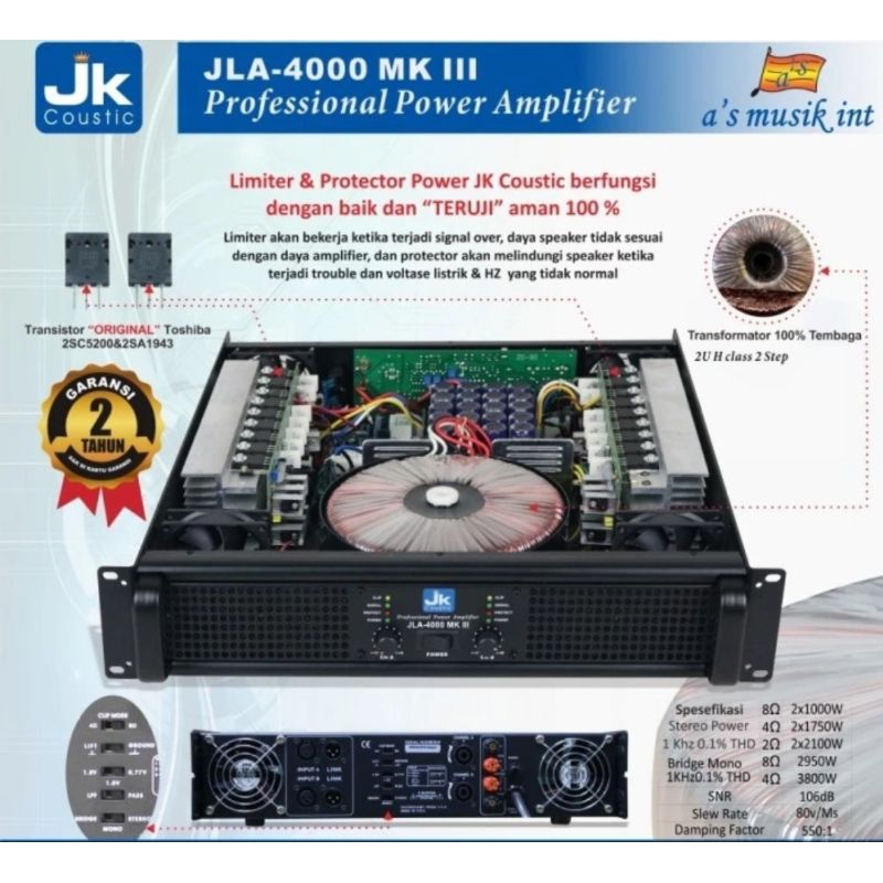 POWER AMPLIFIER JK COUSTIC JLA Series JLA-4000MKIIl Original class H