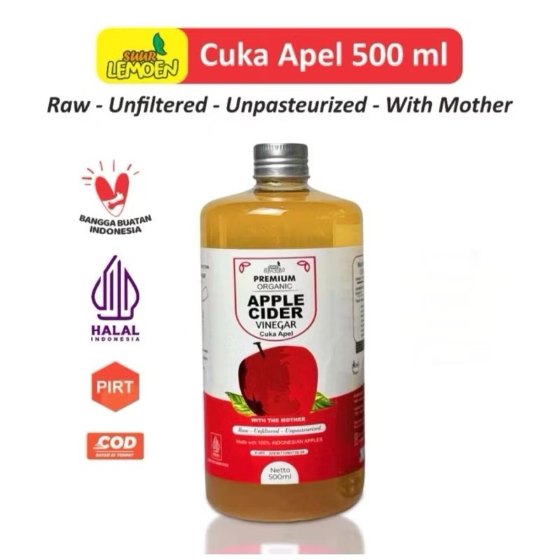 

CUKA APEL 500 ML PREMIUM ORGANIK APPLE CIDER VINEGAR 500 ML ORGANIC