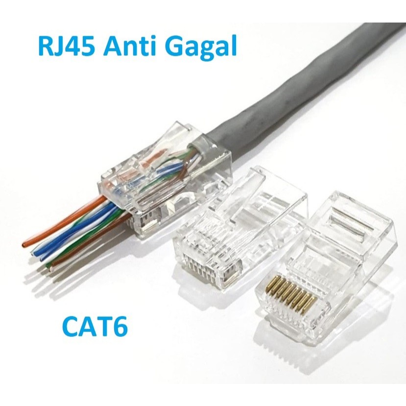 Konektor RJ45 CAT6 Easy Crimp Anti gagal Connector RJ45 CAT 6