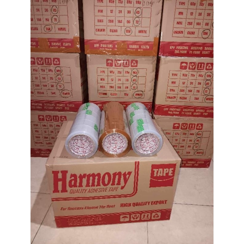 

Lakban Perekat HARMONY TAPE Isolasi Selotip 45mm 50M 80Y Bening Clear Coklat Unboxing Fragile