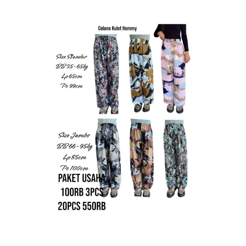 Paket Usaha Celana Kulot Hommy Celana wanita celana Big size celana santai panjang premium