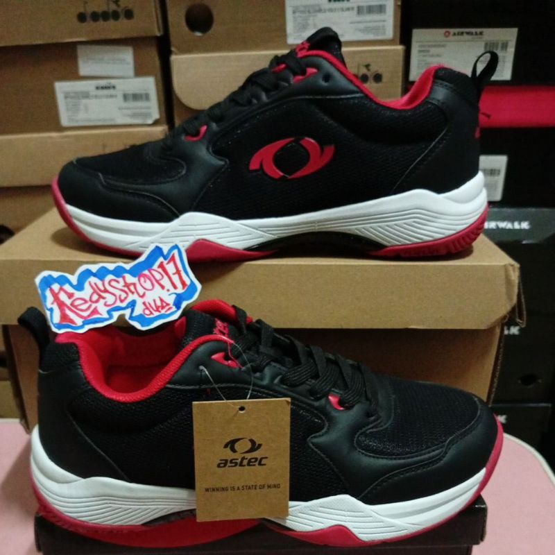 Sepatu Badminton Astec James black red sport badminton shoes original