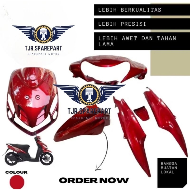 Fullset Full Body Halus Yamaha Mio Smile 2008 2009 2010 2011 2012 Warna Merah / Body Halus Mio Smile