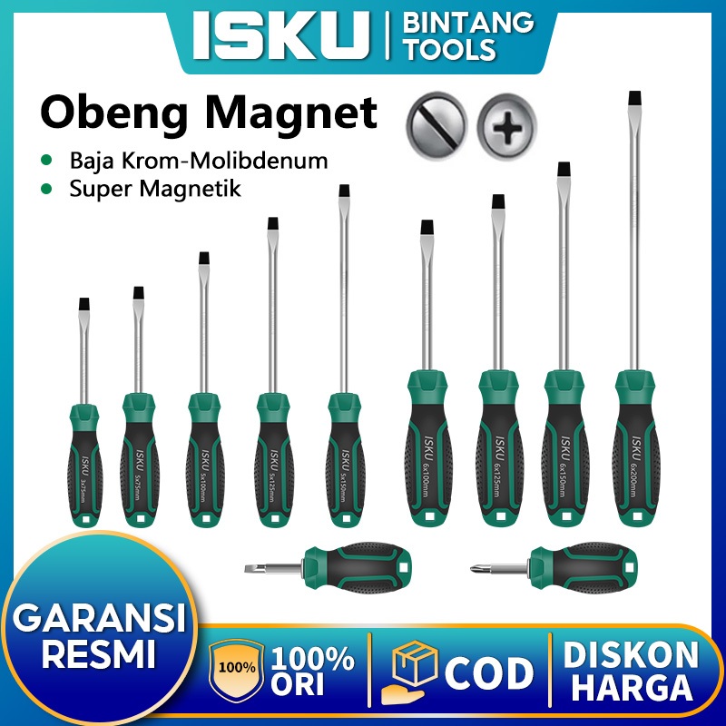 ISKU Obeng Set Obeng Hp Komplit Serbaguna Obeng Panjang Obeng Kecil Full Set 2pcs Tip Magnetik Chrom